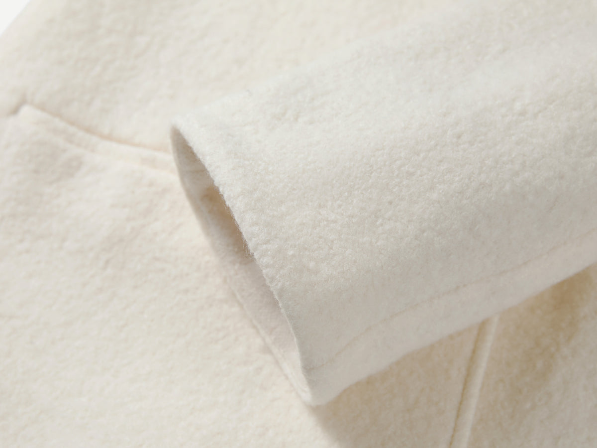 EP YAYING Blue Label Ivory Stand-Collar Toggle Wool Coat