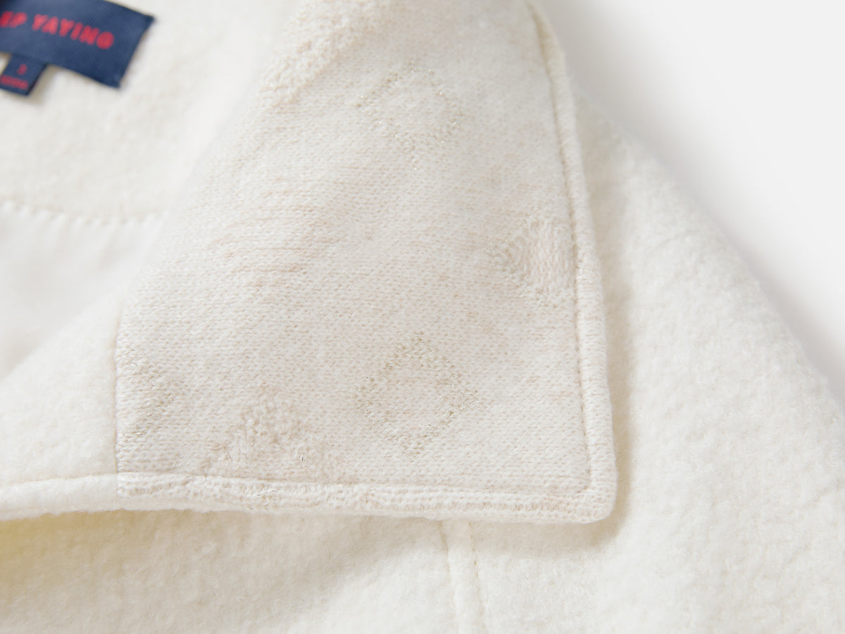 EP YAYING Blue Label Ivory Stand-Collar Toggle Wool Coat