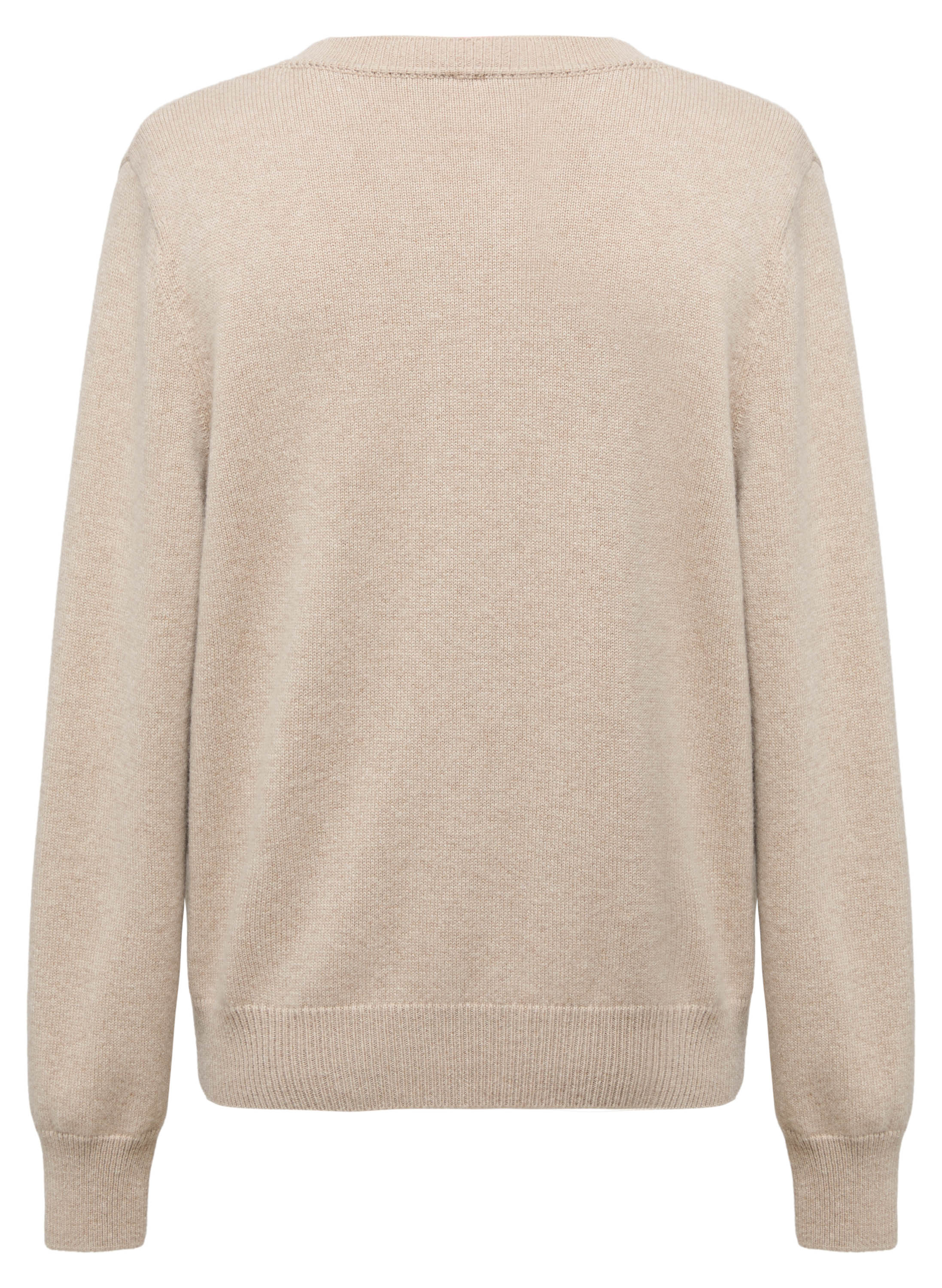 YAYING Oatmeal Embroidered Wool Cashmere Cardigan