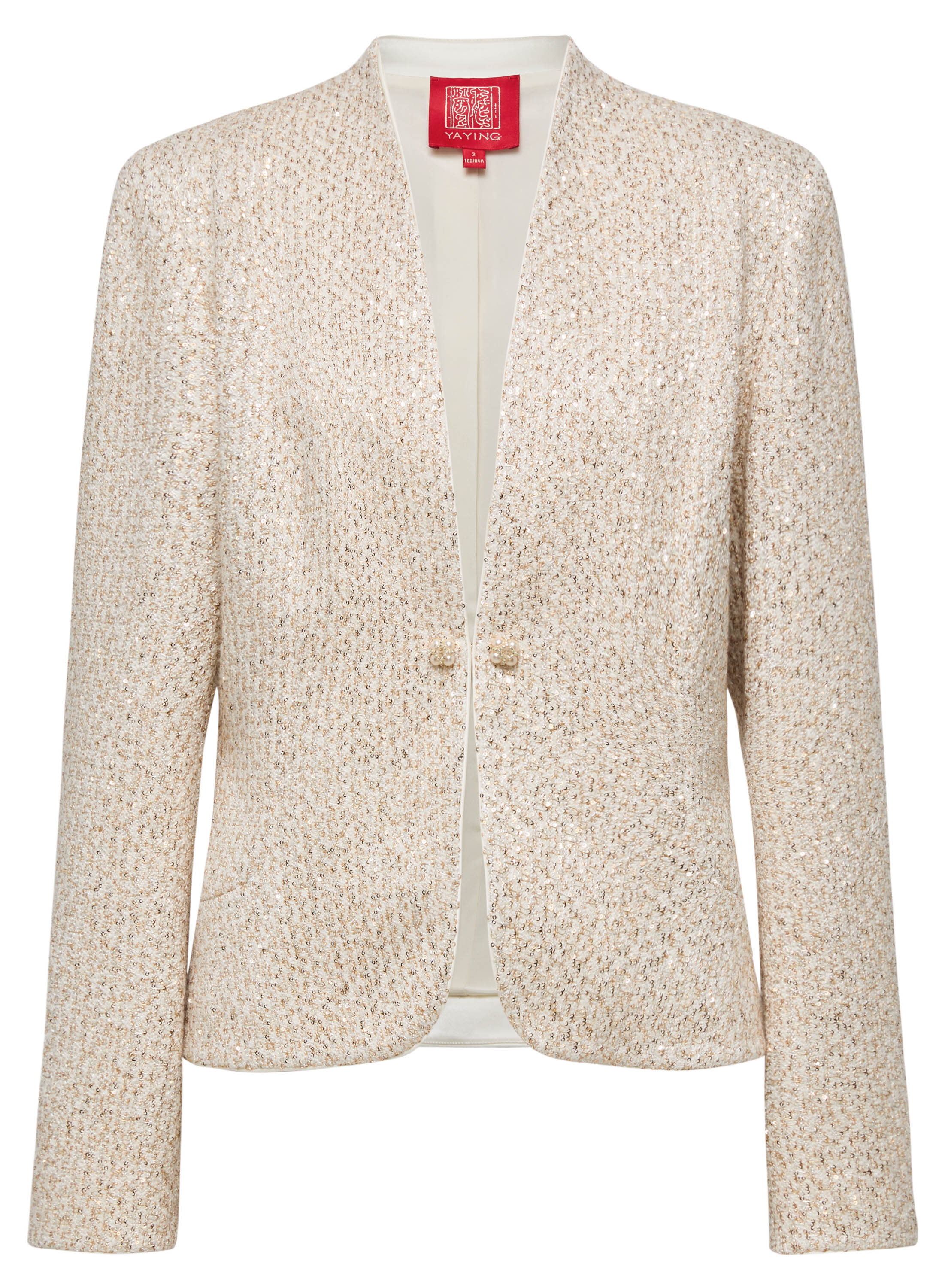 YAYING Chinese-Style Front-Open Short Knit Jacket