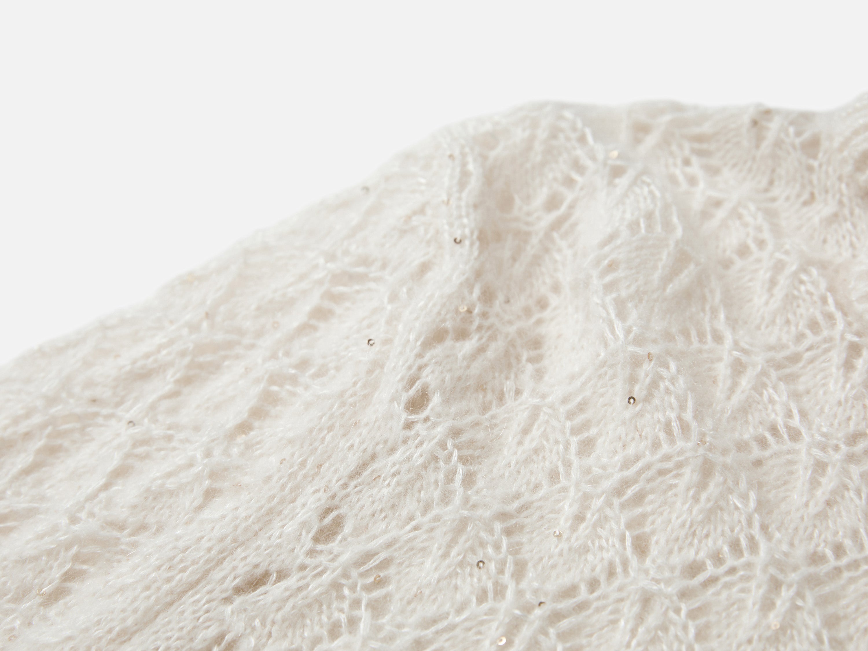 EP YAYING Blue Label Silk Wool Cashmere Ruffle-Collar Sweater