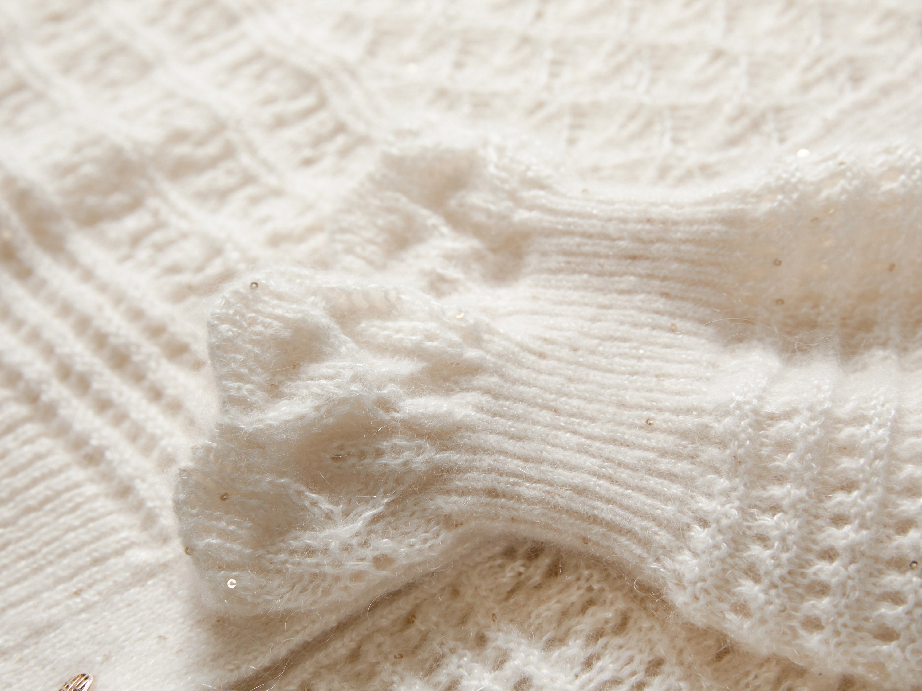 EP YAYING Blue Label Silk Wool Cashmere Ruffle-Collar Sweater