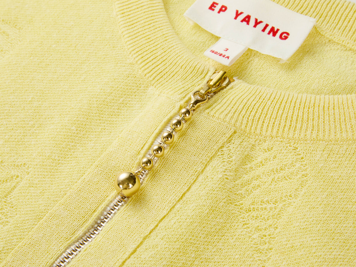EP YAYING Linen Blended Round Neck Knit Cardigan
