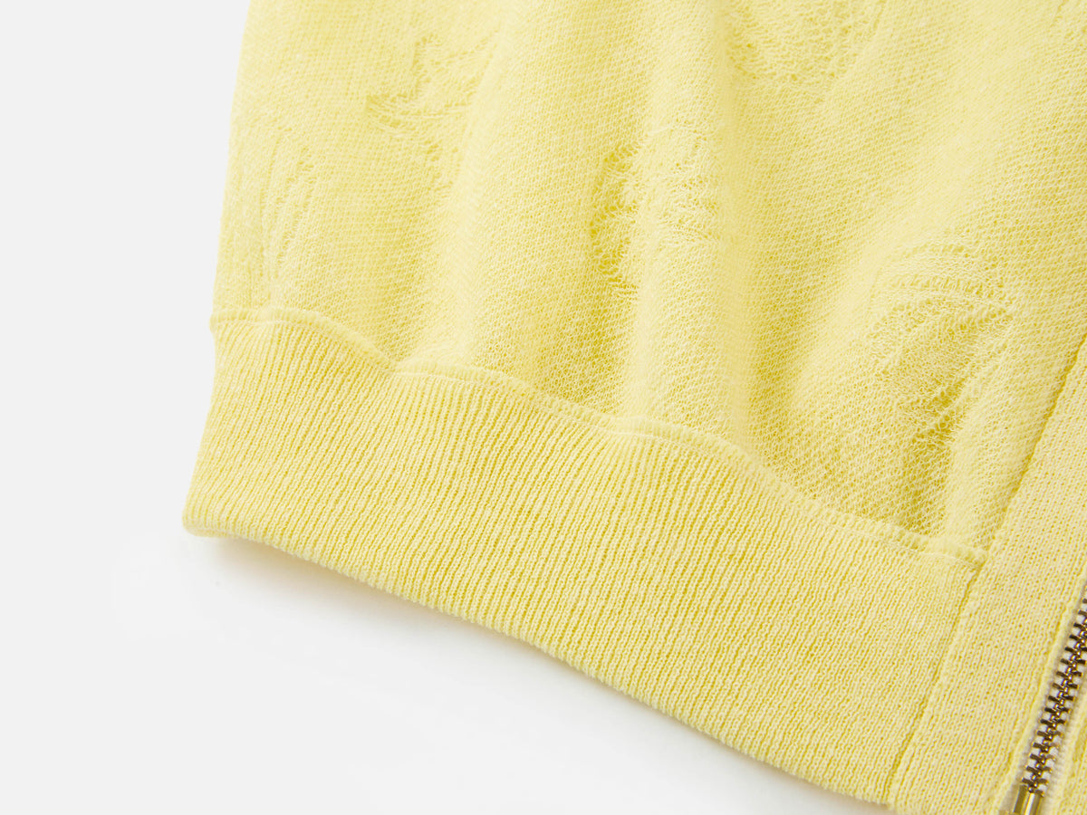 EP YAYING Linen Blended Round Neck Knit Cardigan
