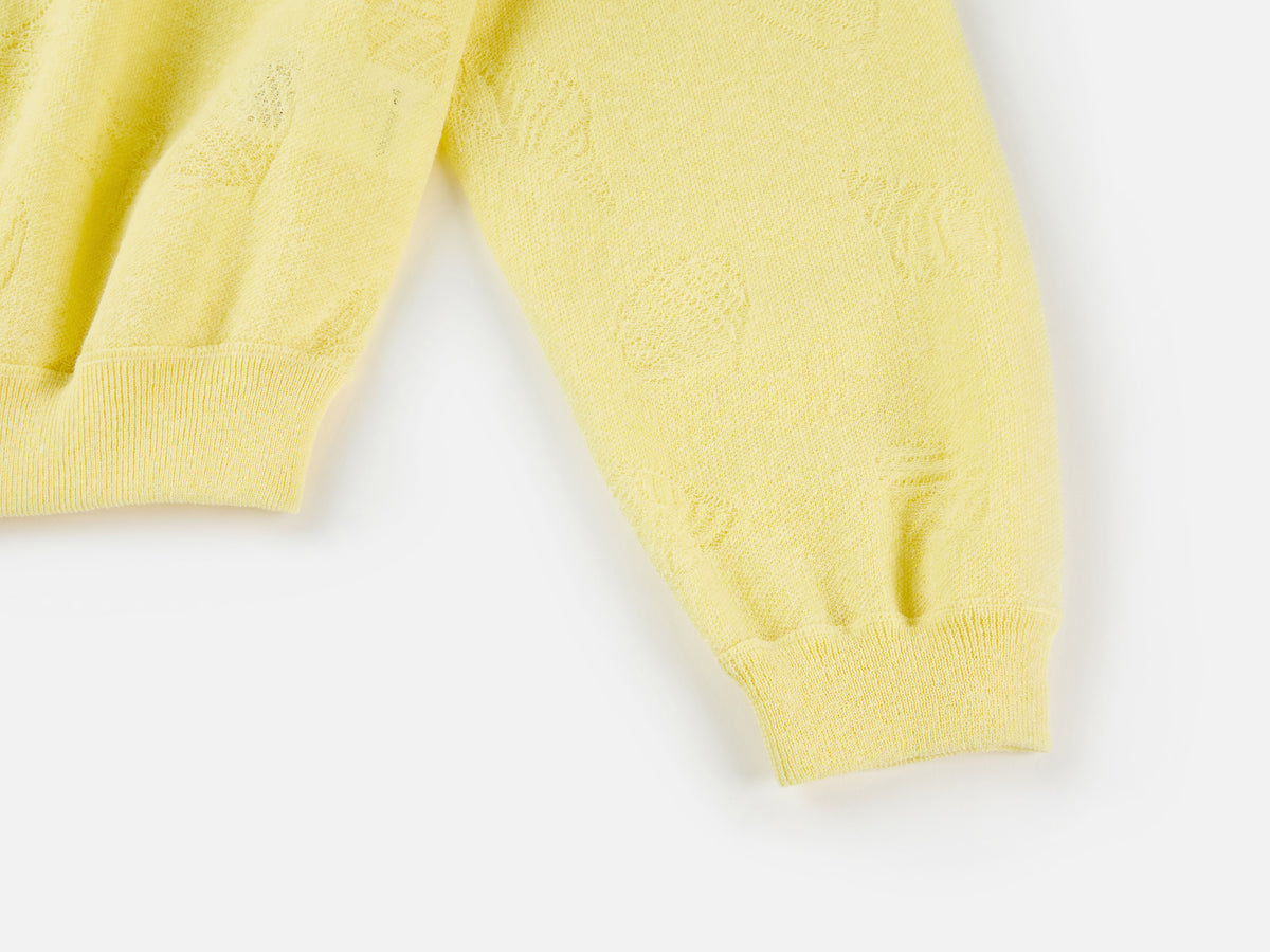 EP YAYING Linen Blended Round Neck Knit Cardigan