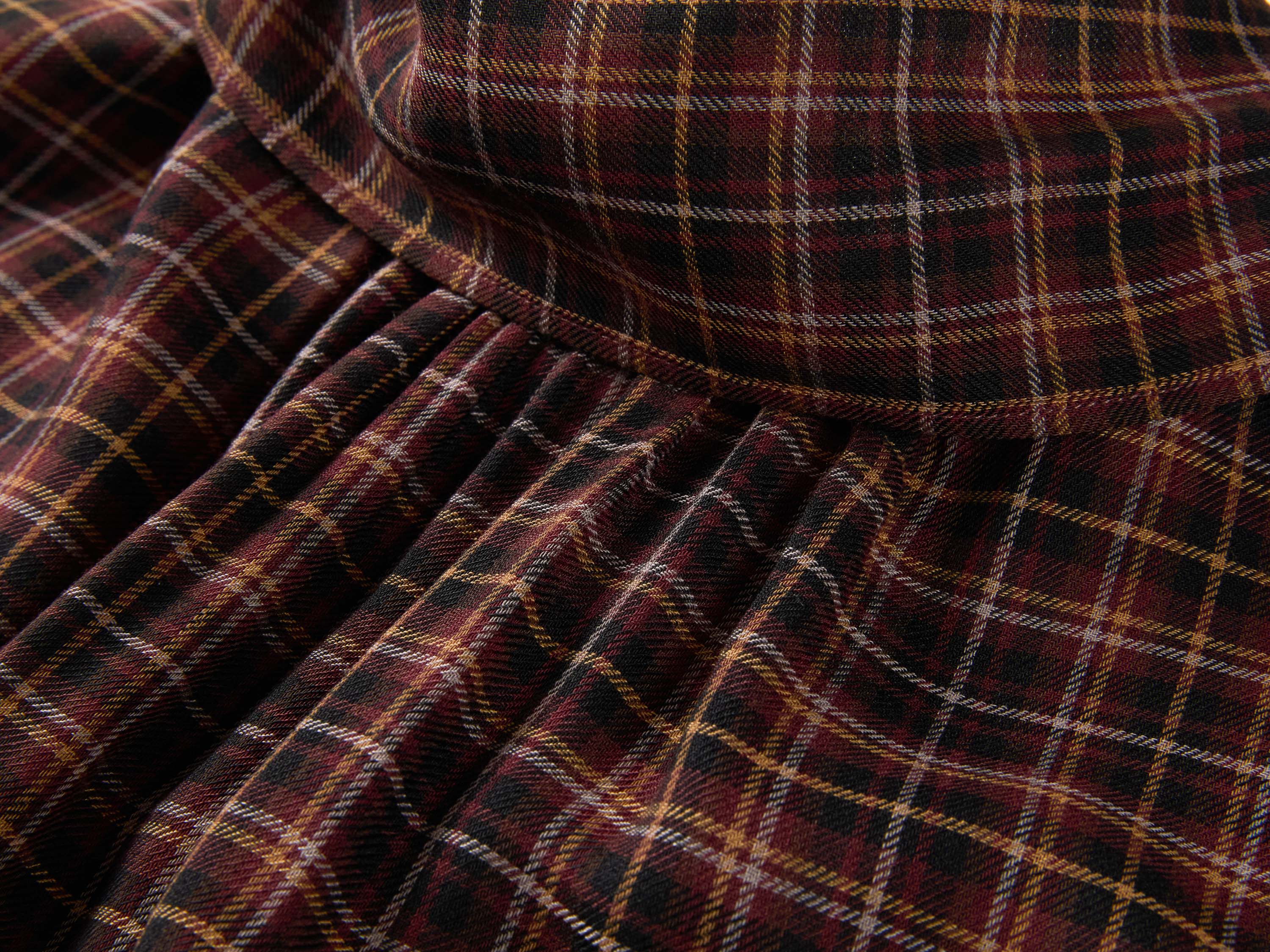YAYING Plaid Wrap Bow-Collar Top