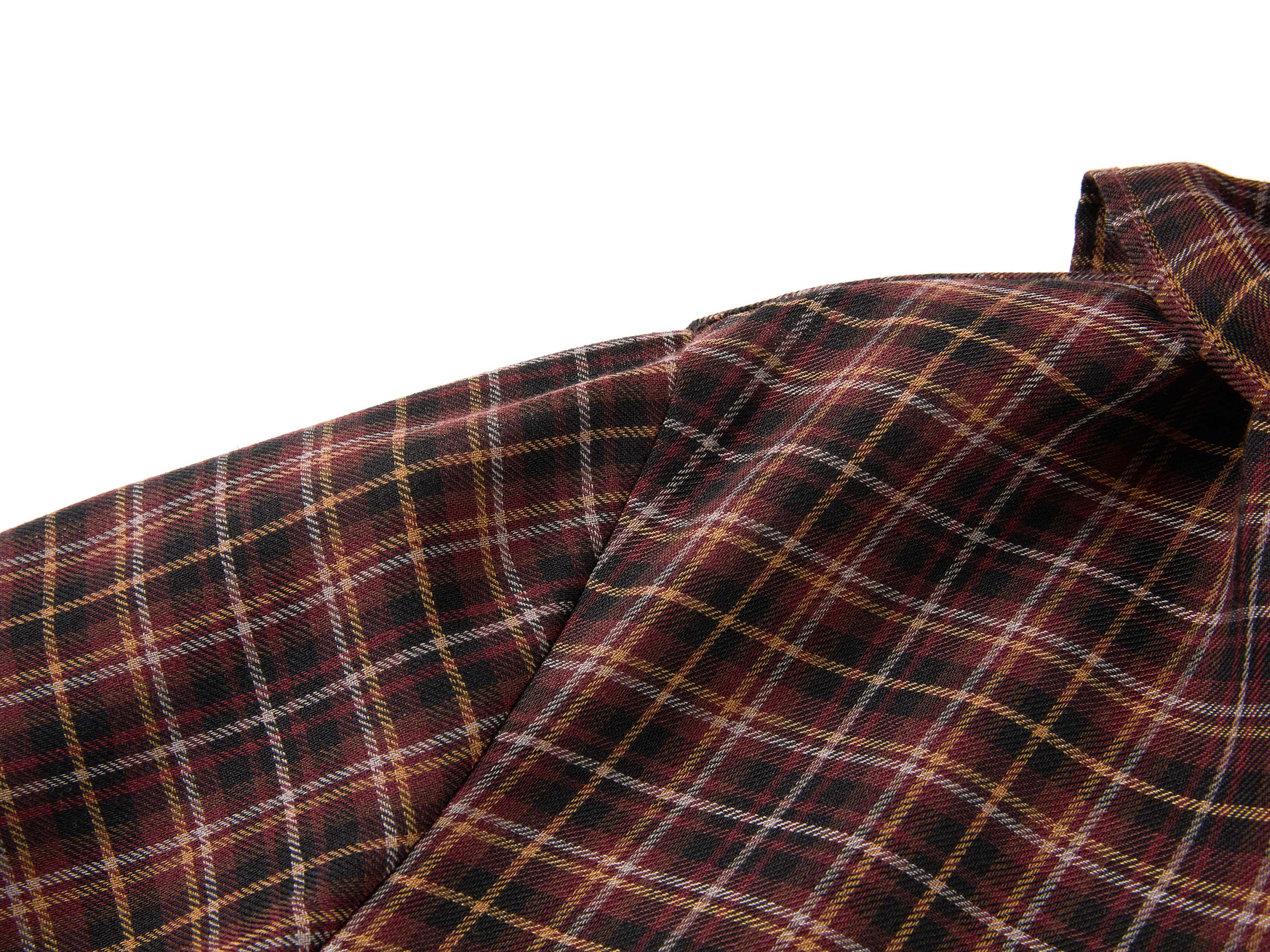 YAYING Plaid Wrap Bow-Collar Top