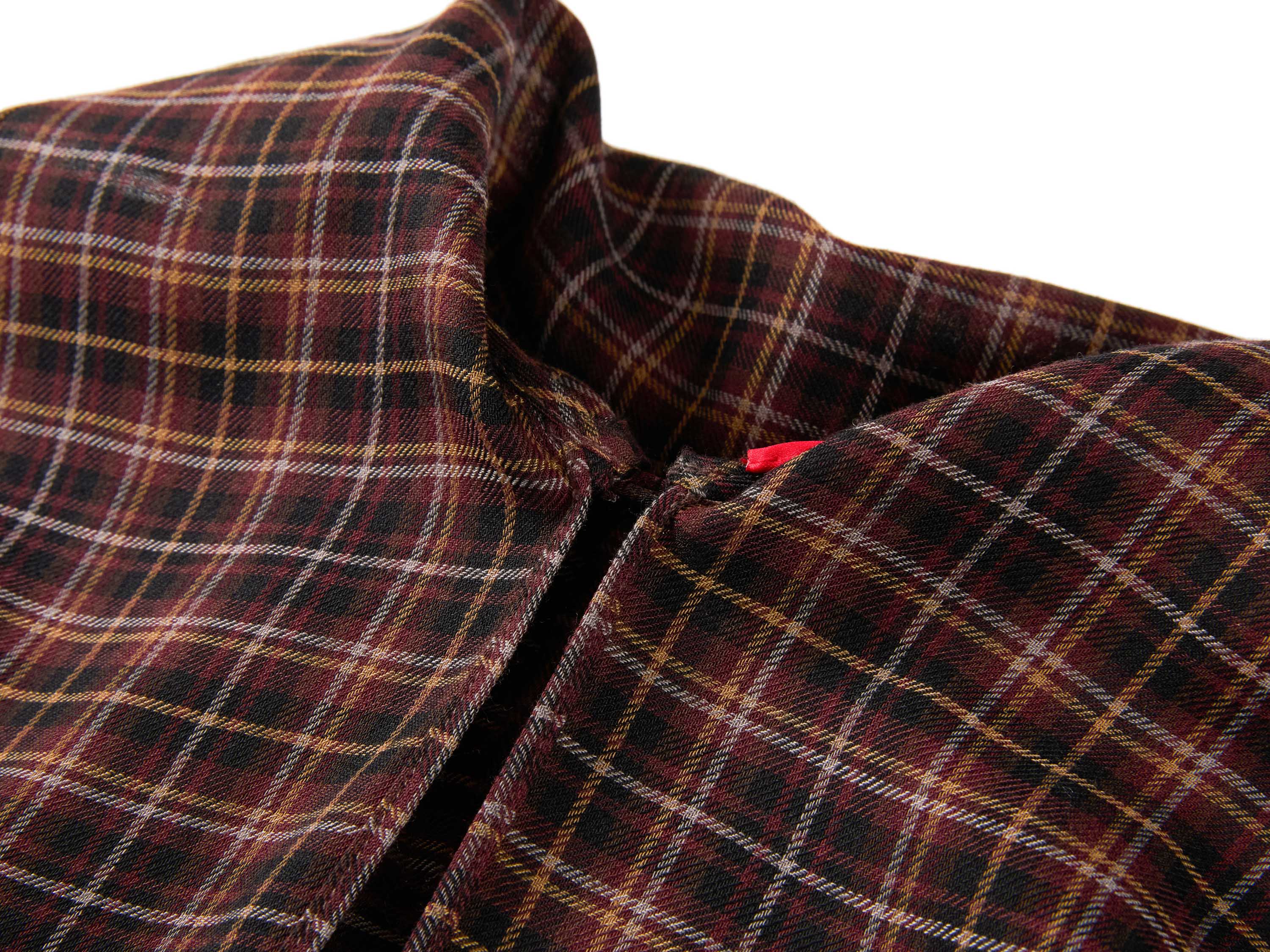 YAYING Plaid Wrap Bow-Collar Top