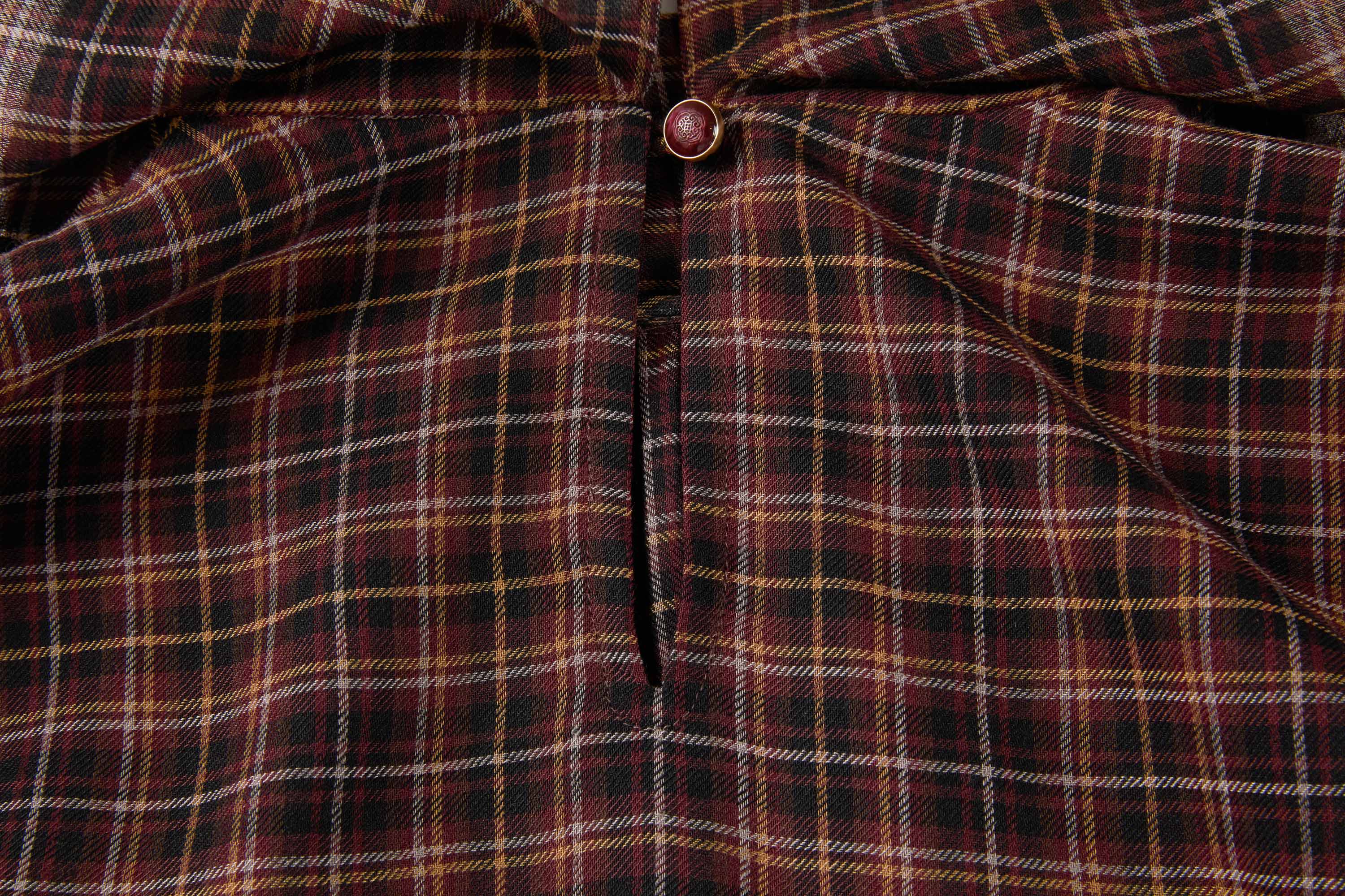 YAYING Plaid Wrap Bow-Collar Top