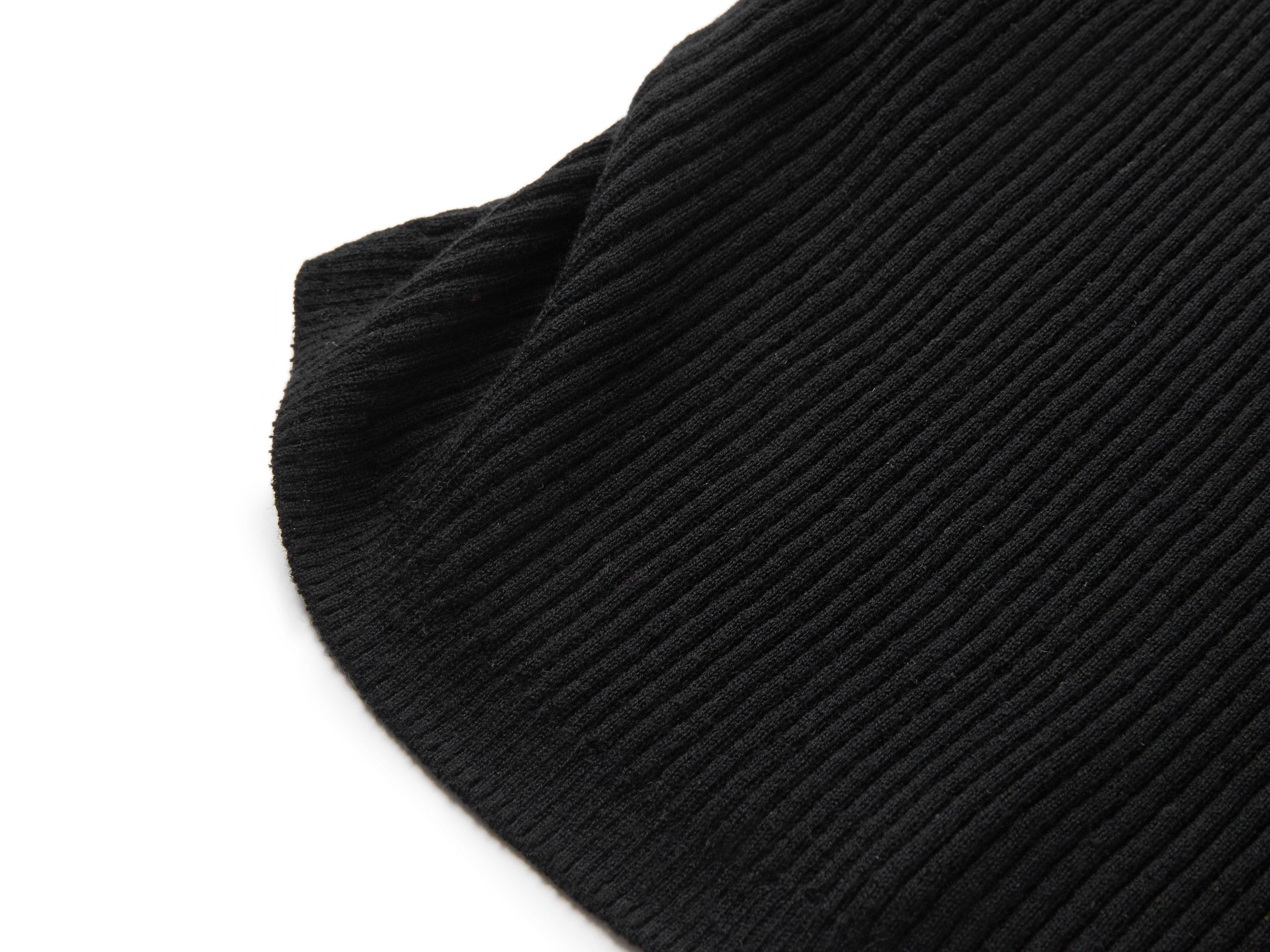 YAYING Silk Wool Ribbed Lace Trim Knit Top