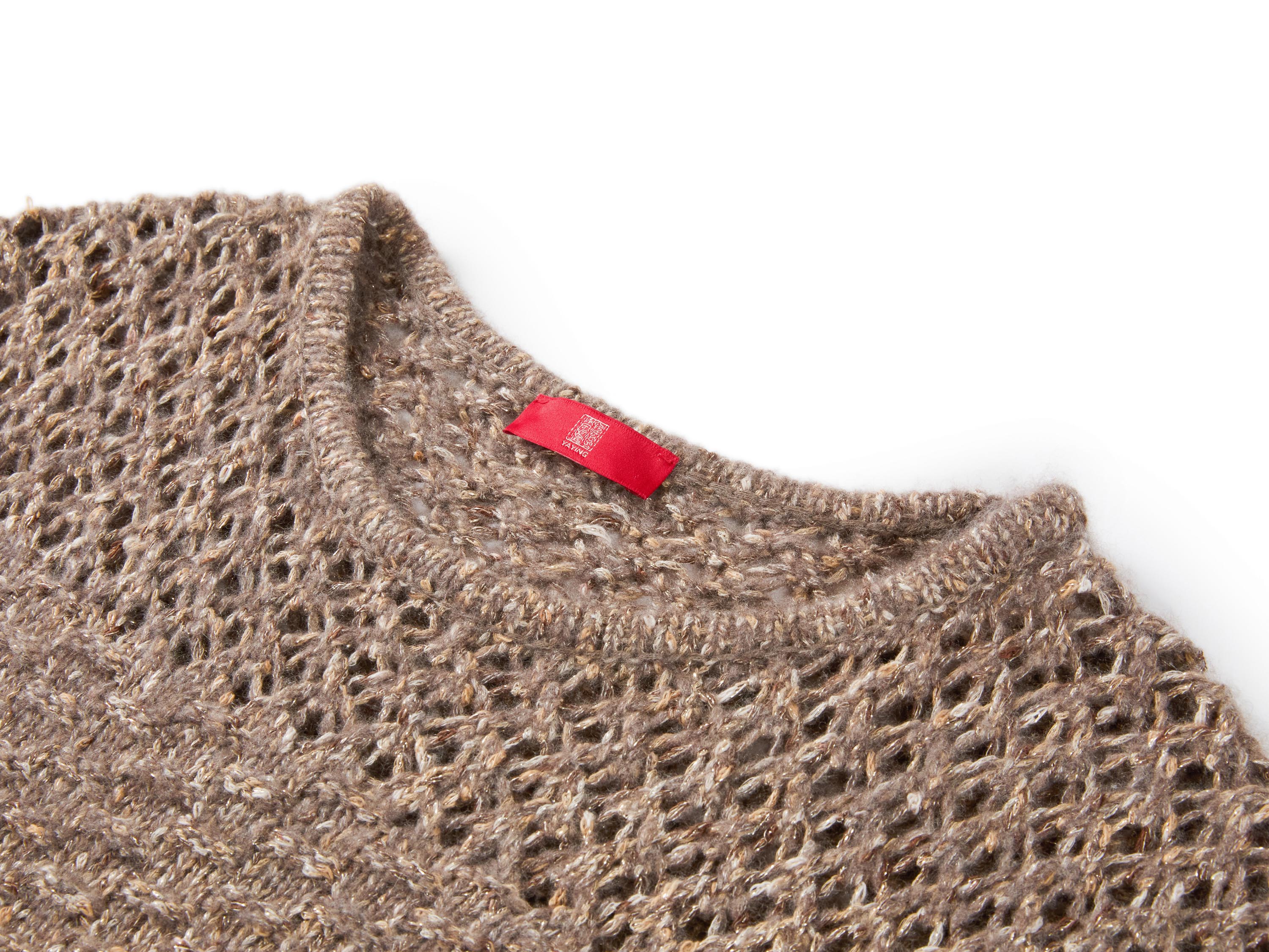 YAYING Silk Cashmere Openwork Knit Cardigan