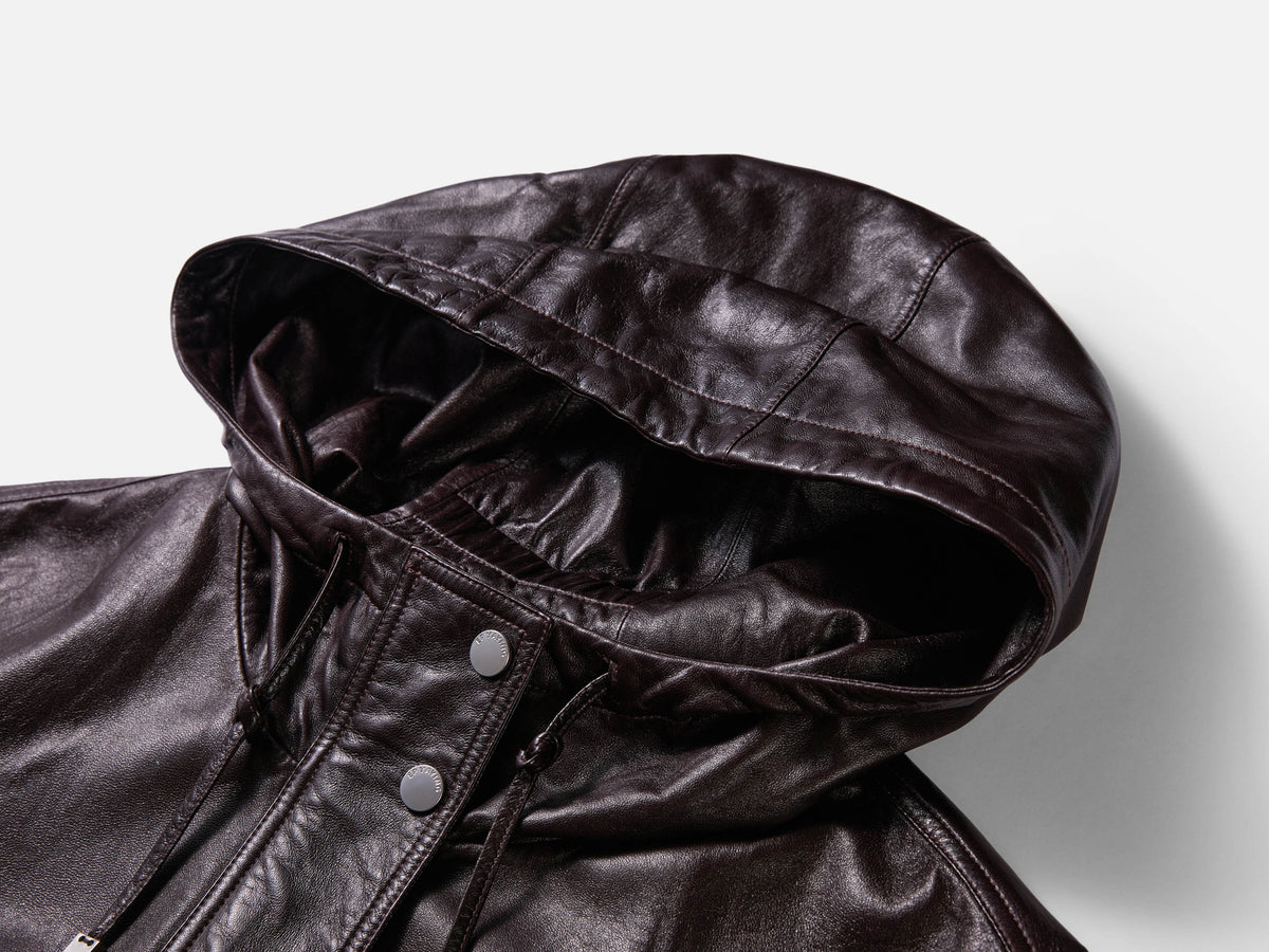 EP YAYING Glossy Sheepskin Hooded Jacket