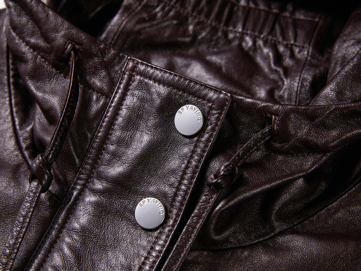 EP YAYING Glossy Sheepskin Hooded Jacket