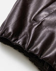 EP YAYING Glossy Sheepskin Hooded Jacket