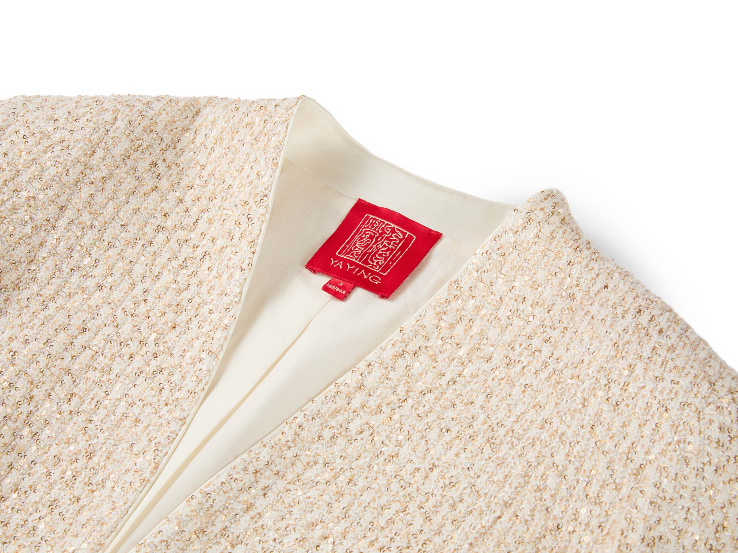 YAYING Chinese-Style Front-Open Short Knit Jacket