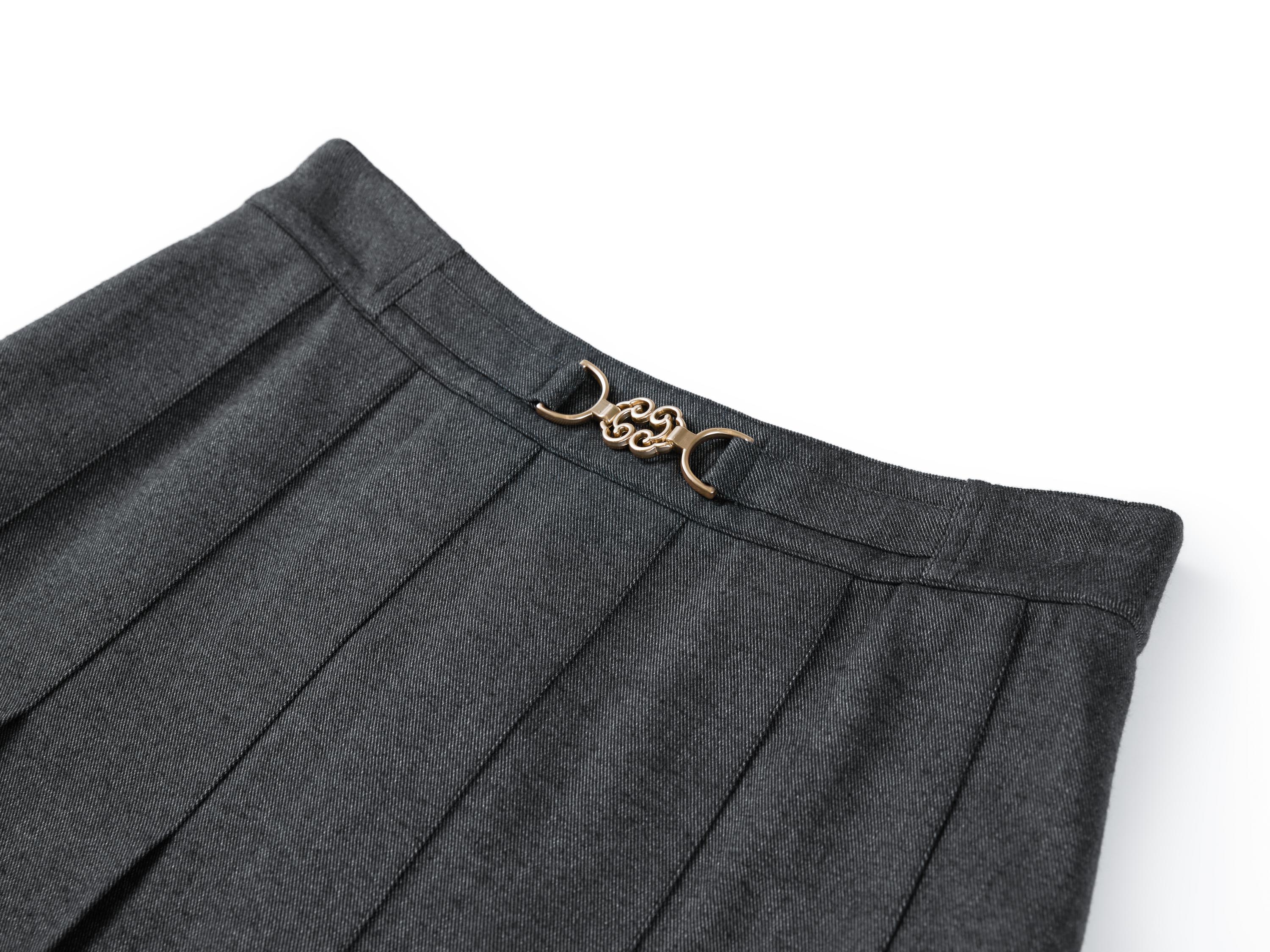 YAYING Wool Pleated Midi Skirt