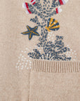 YAYING Oatmeal Embroidered Wool Cashmere Cardigan