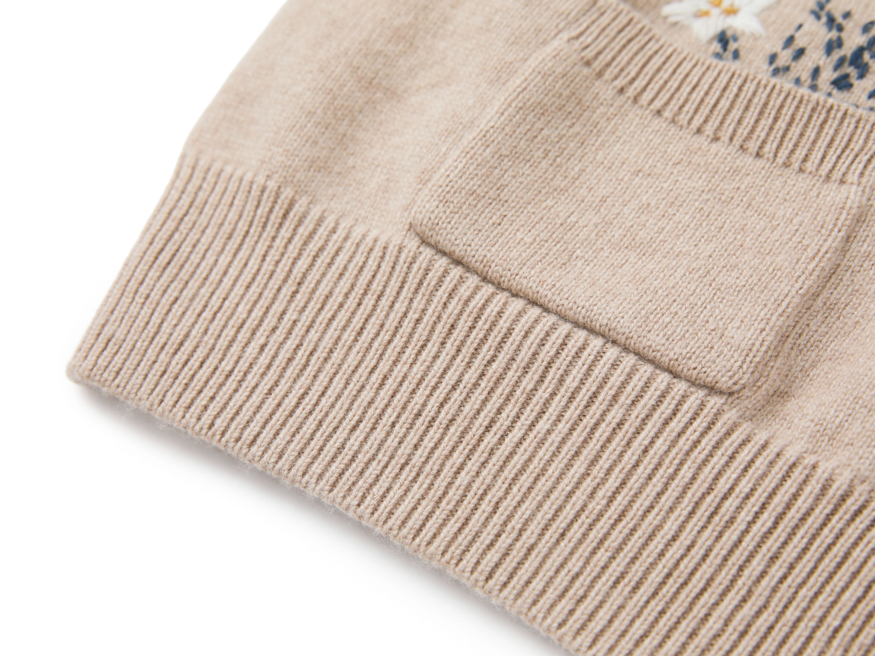 YAYING Oatmeal Embroidered Wool Cashmere Cardigan