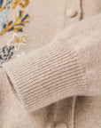 YAYING Oatmeal Embroidered Wool Cashmere Cardigan