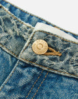 EP YAYING Sophisticated High-Waist Cotton Jacquard Blue Jeans