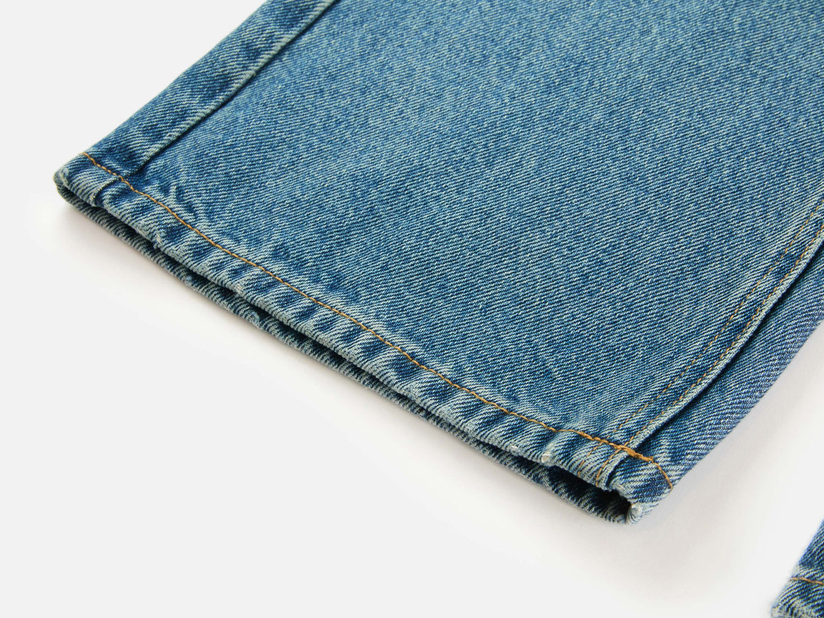 EP YAYING Sophisticated High-Waist Cotton Jacquard Blue Jeans