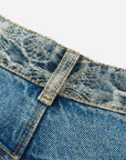 EP YAYING Sophisticated High-Waist Cotton Jacquard Blue Jeans