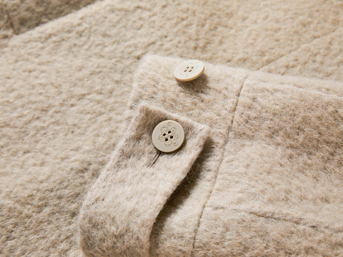 EP YAYING Blue Label Wool Tweed Long Coat