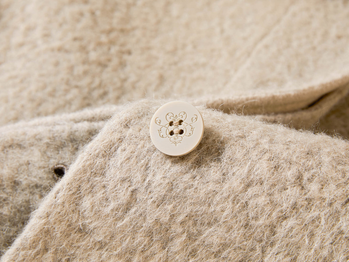 EP YAYING Blue Label Wool Tweed Long Coat