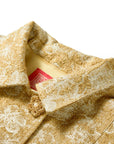 YAYING Gilded Jacquard Mandarin-Collar Mid-Length Coat