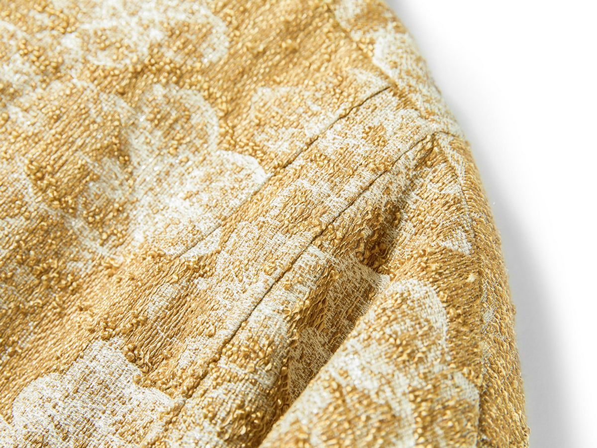 YAYING Gilded Jacquard Mandarin-Collar Mid-Length Coat