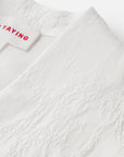EP YAYING Mulberry Silk White V-Neck Jacquard Jacket