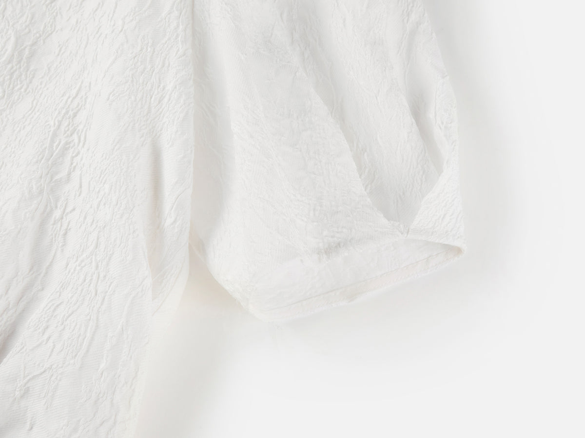 EP YAYING Mulberry Silk White V-Neck Jacquard Jacket