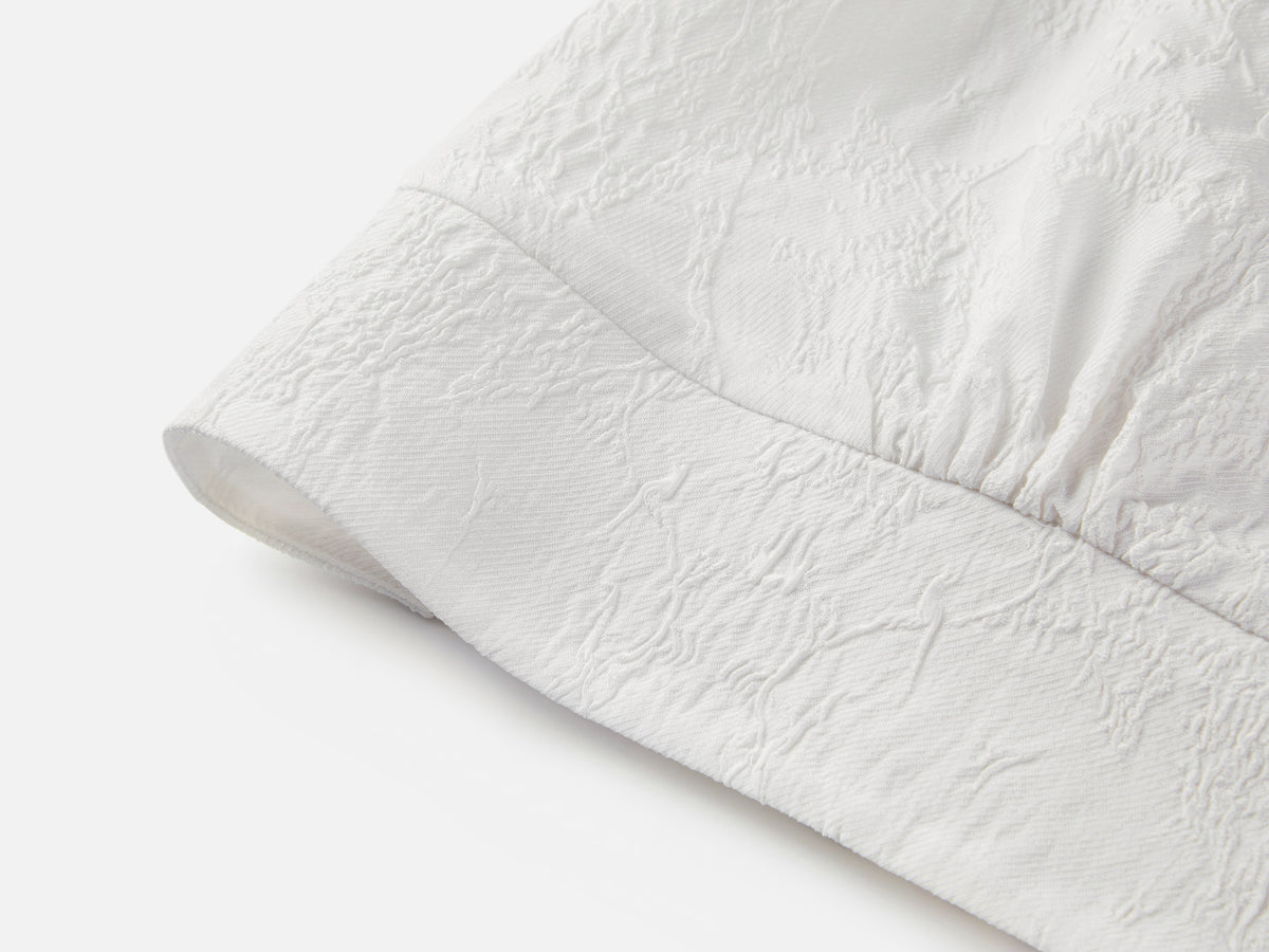 EP YAYING Mulberry Silk White V-Neck Jacquard Jacket