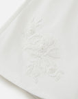 EP YAYING Peony Embroidered 4-Way Stretch Skirt-Front White Denim Skort