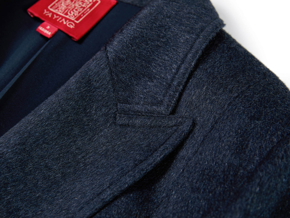 YAYING Navy Peak-Lapel Cashmere Jacket