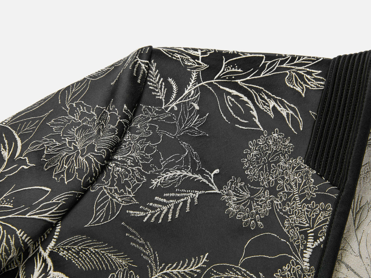 EP YAYING Silk Satin Jacquard Waist-Cinched Blazer