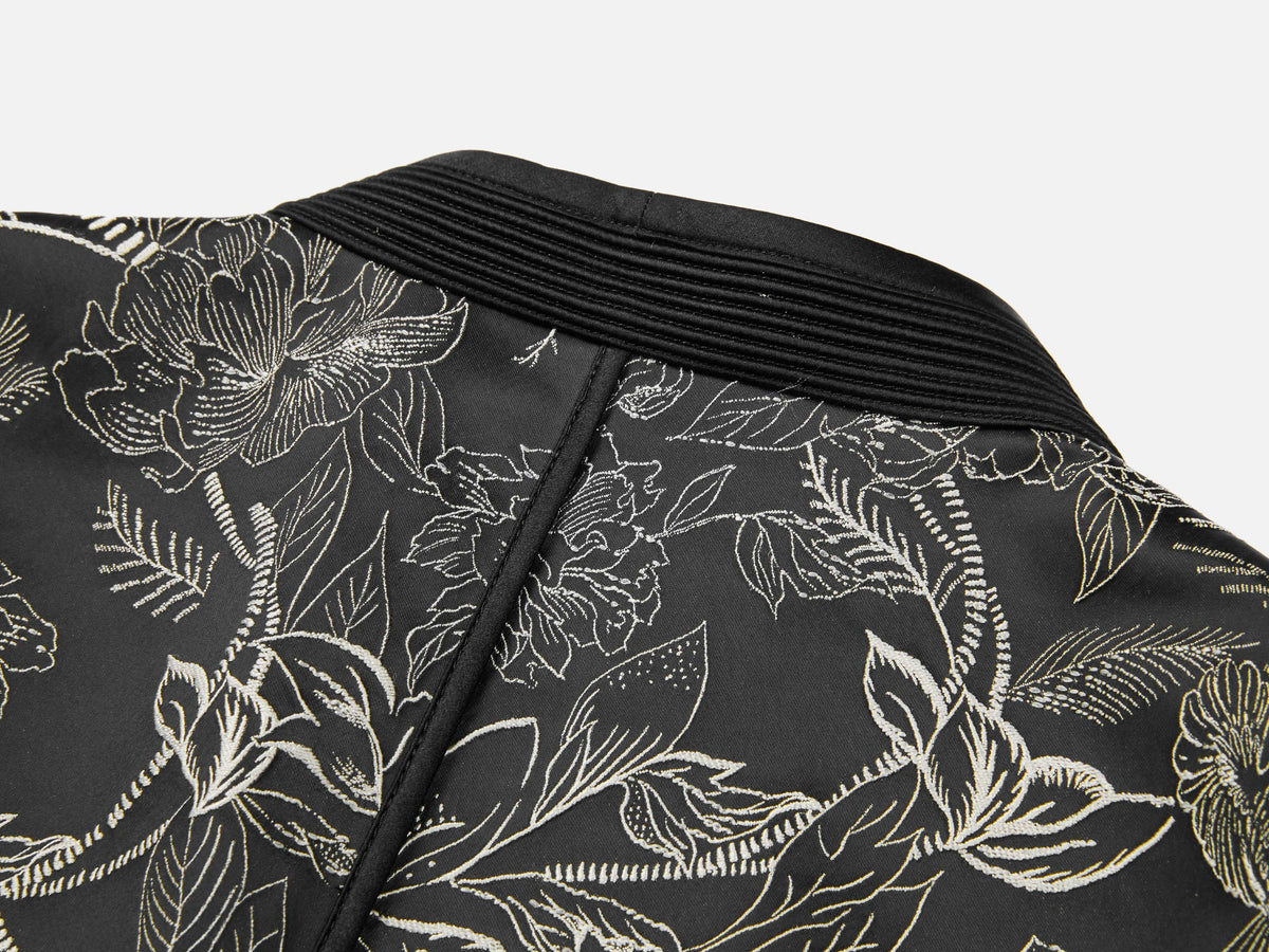 EP YAYING Silk Satin Jacquard Waist-Cinched Blazer