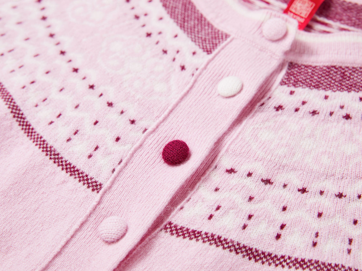 YAYING Wool-Cashmere Round-Neck Jacquard Knit Cardigan