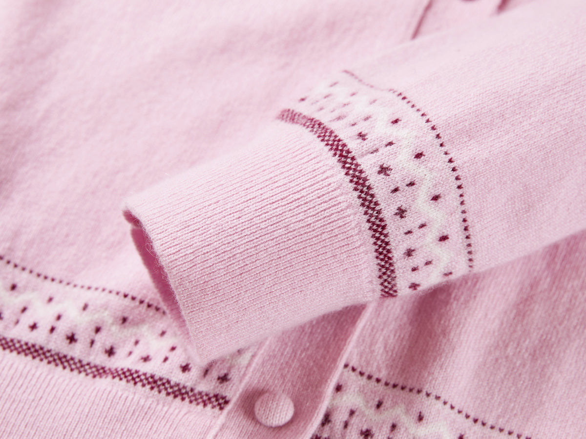 YAYING Wool-Cashmere Round-Neck Jacquard Knit Cardigan