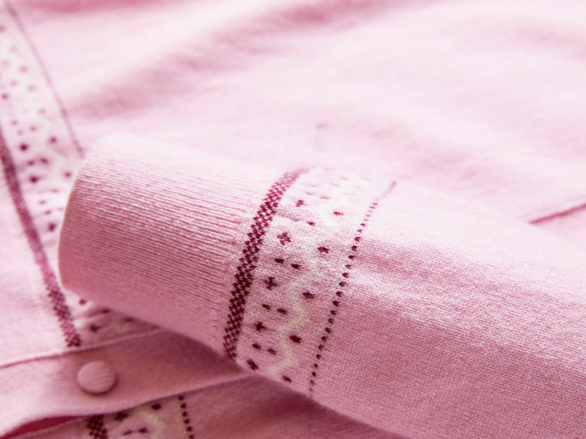 YAYING Wool-Cashmere Round-Neck Jacquard Knit Cardigan