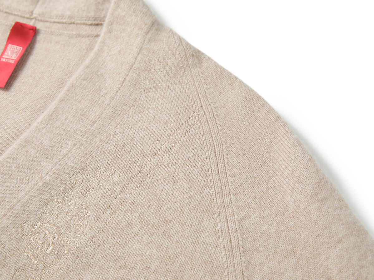 YAYING Peony Embroidered Cashmere Sweater Coat