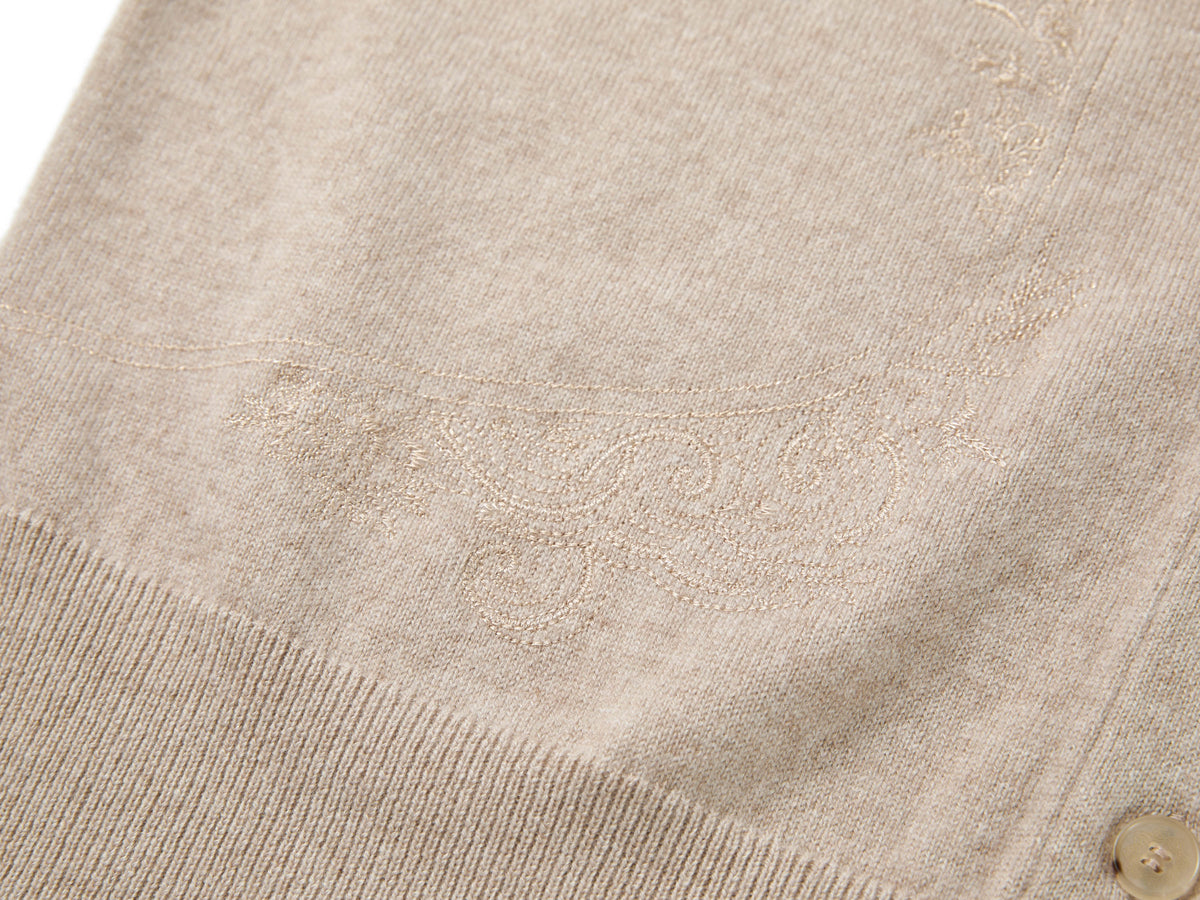 YAYING Peony Embroidered Cashmere Sweater Coat