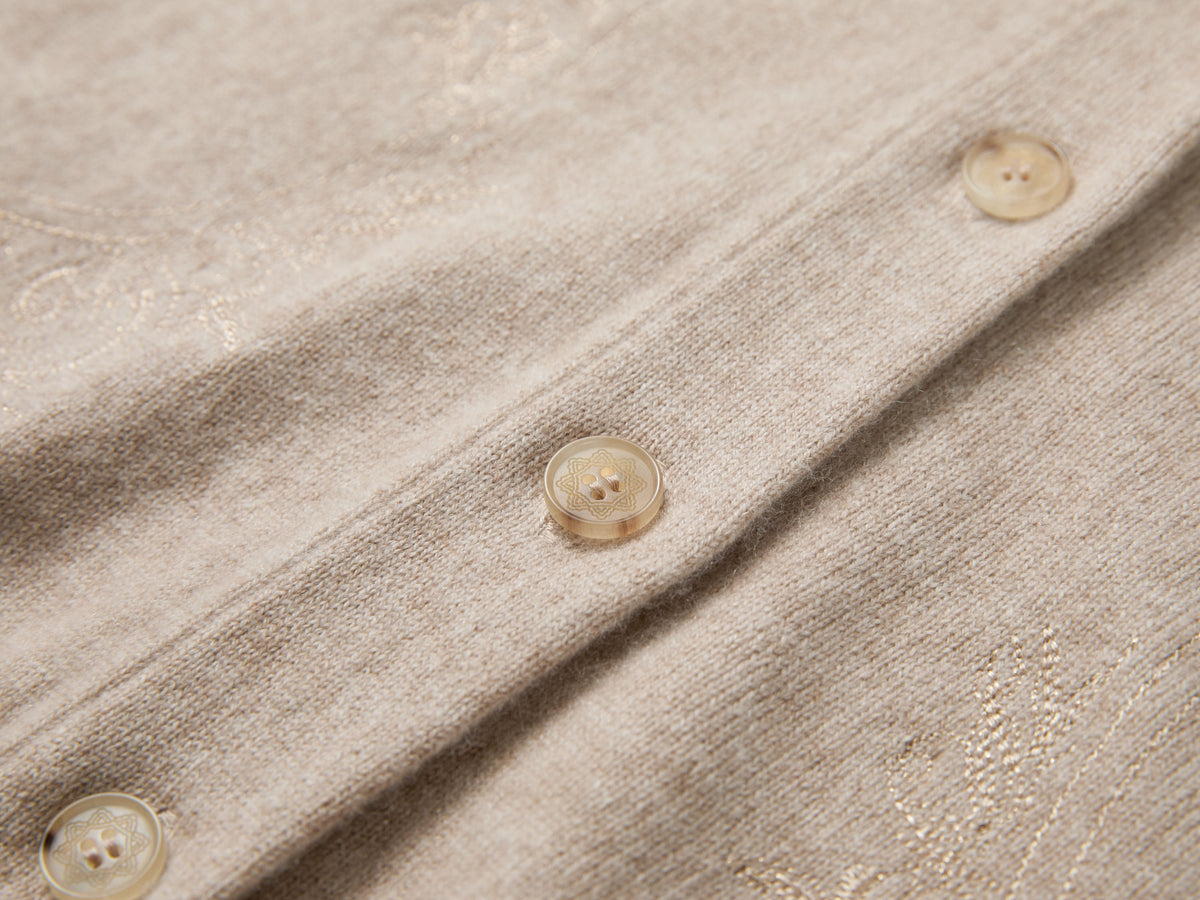 YAYING Peony Embroidered Cashmere Sweater Coat