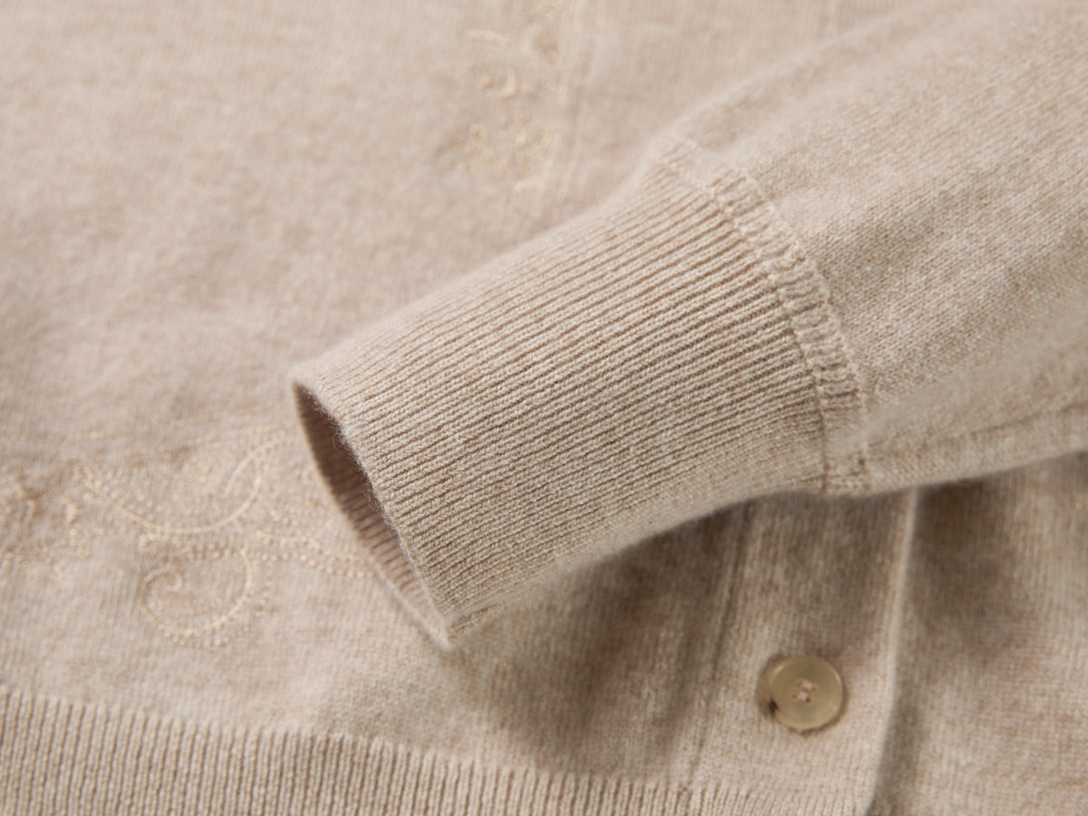 YAYING Peony Embroidered Cashmere Sweater Coat