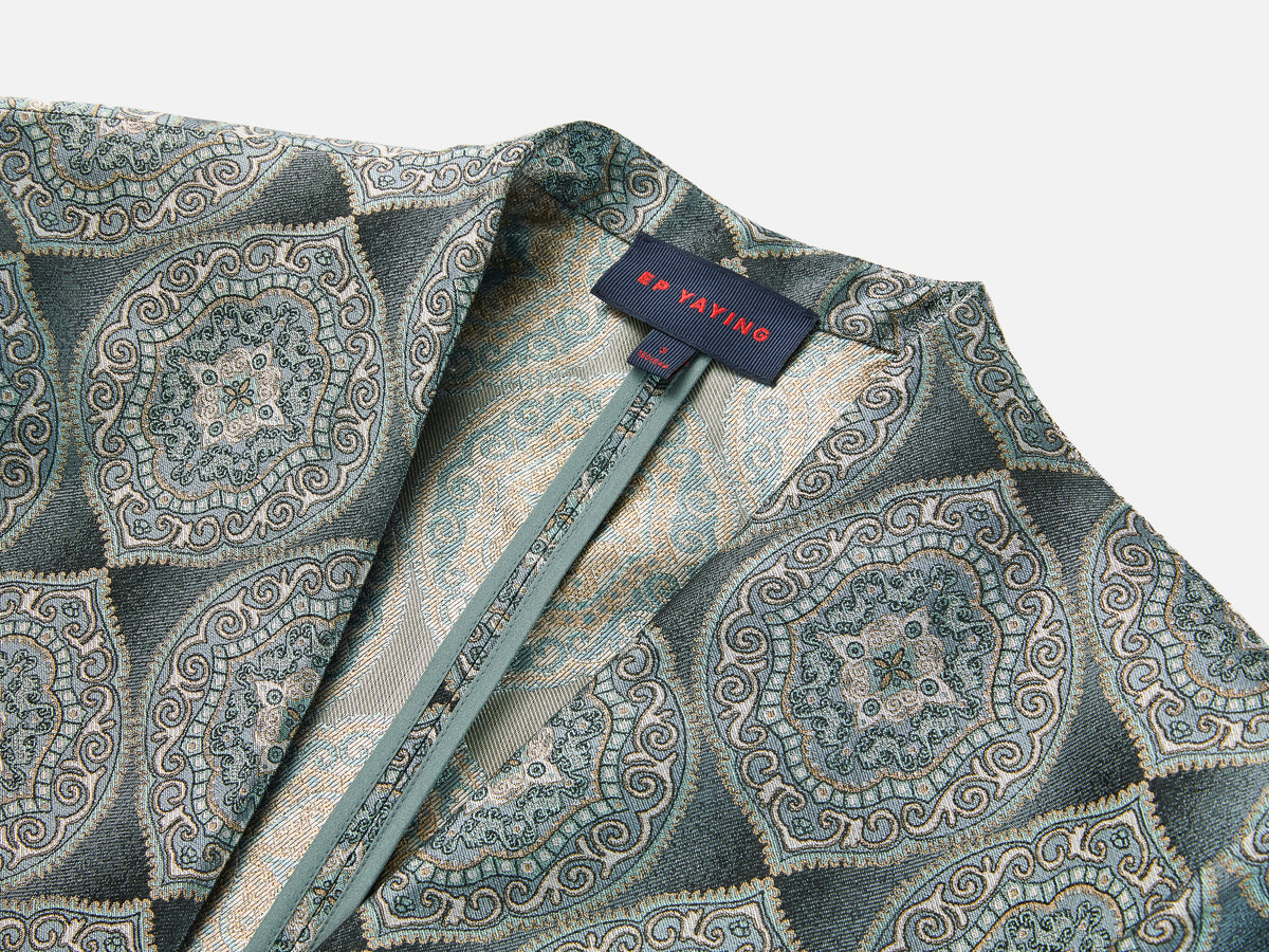 EP YAYING Blue Label Silk Jacquard Blazer Jacket