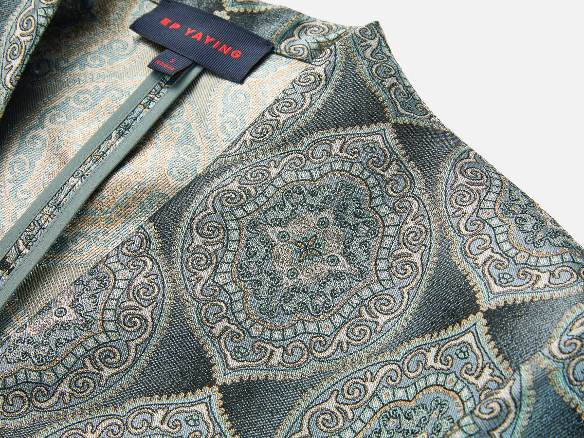 EP YAYING Blue Label Silk Jacquard Blazer Jacket