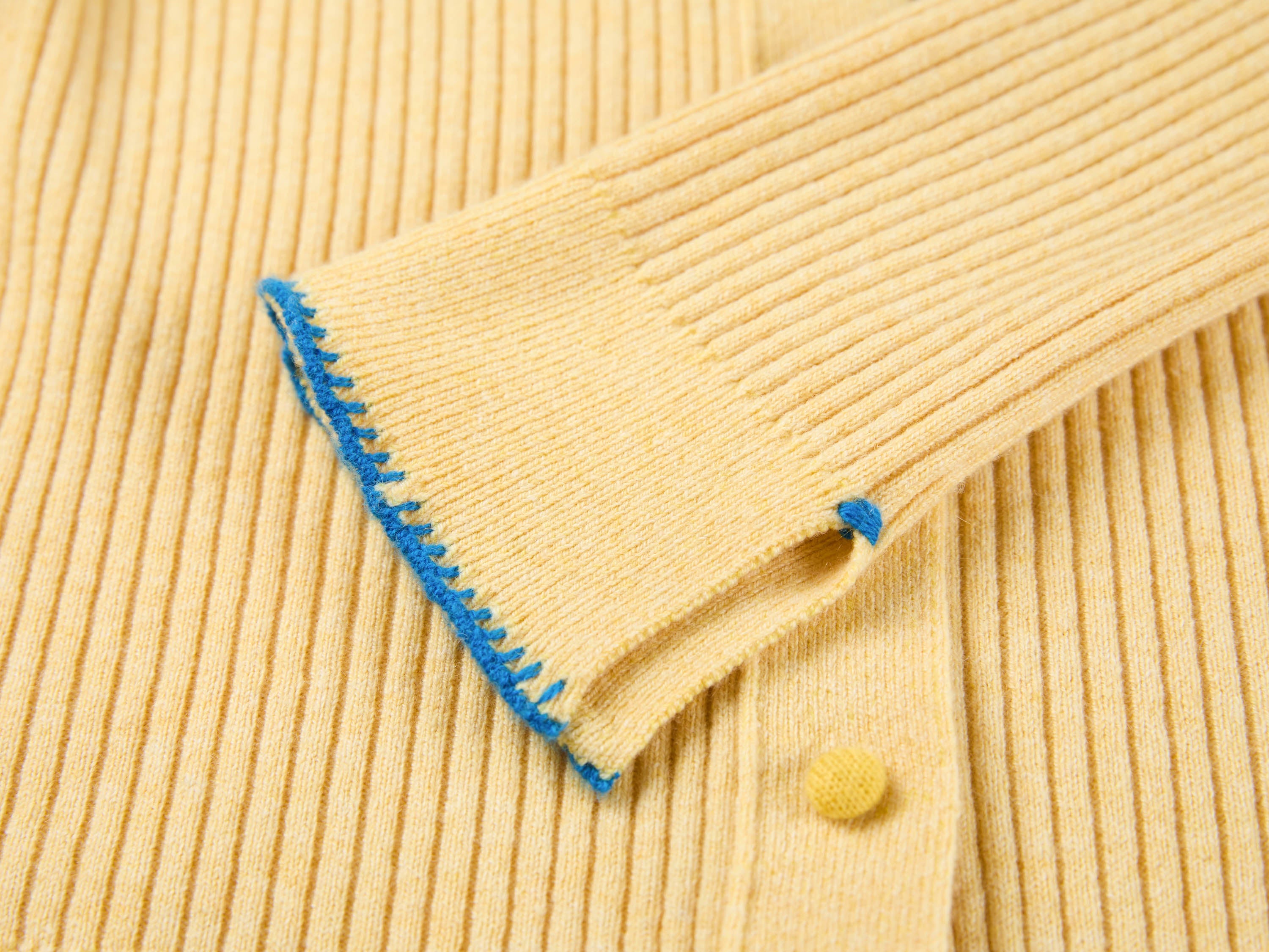 EP YAYING Colorful Button Ribbed Stand-Collar Cardigan