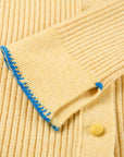EP YAYING Colorful Button Ribbed Stand-Collar Cardigan