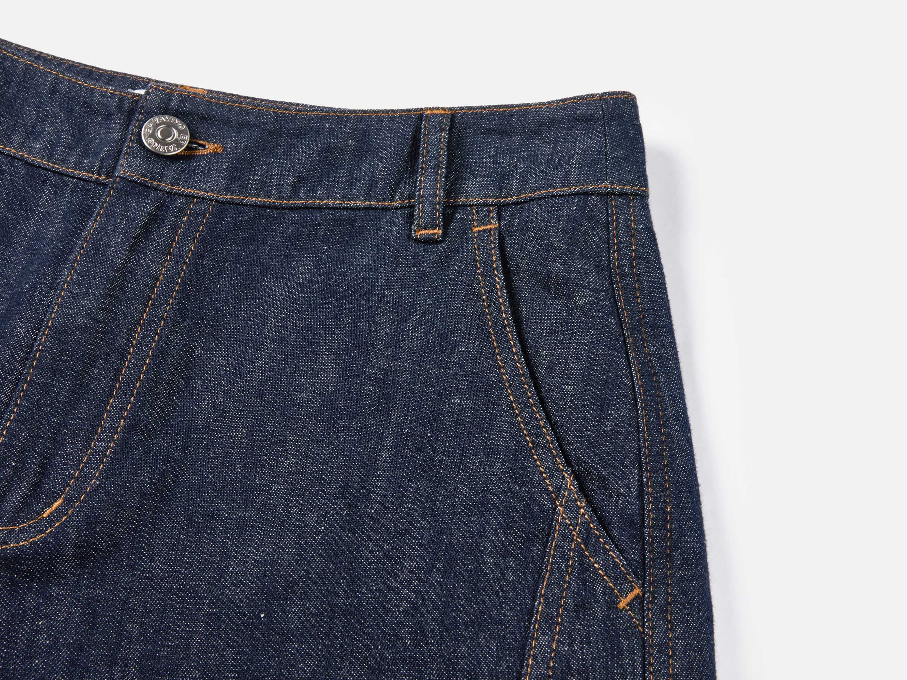 EP YAYING Linen-Lyocell High-Waist Wide-Leg Cropped Denim Pant