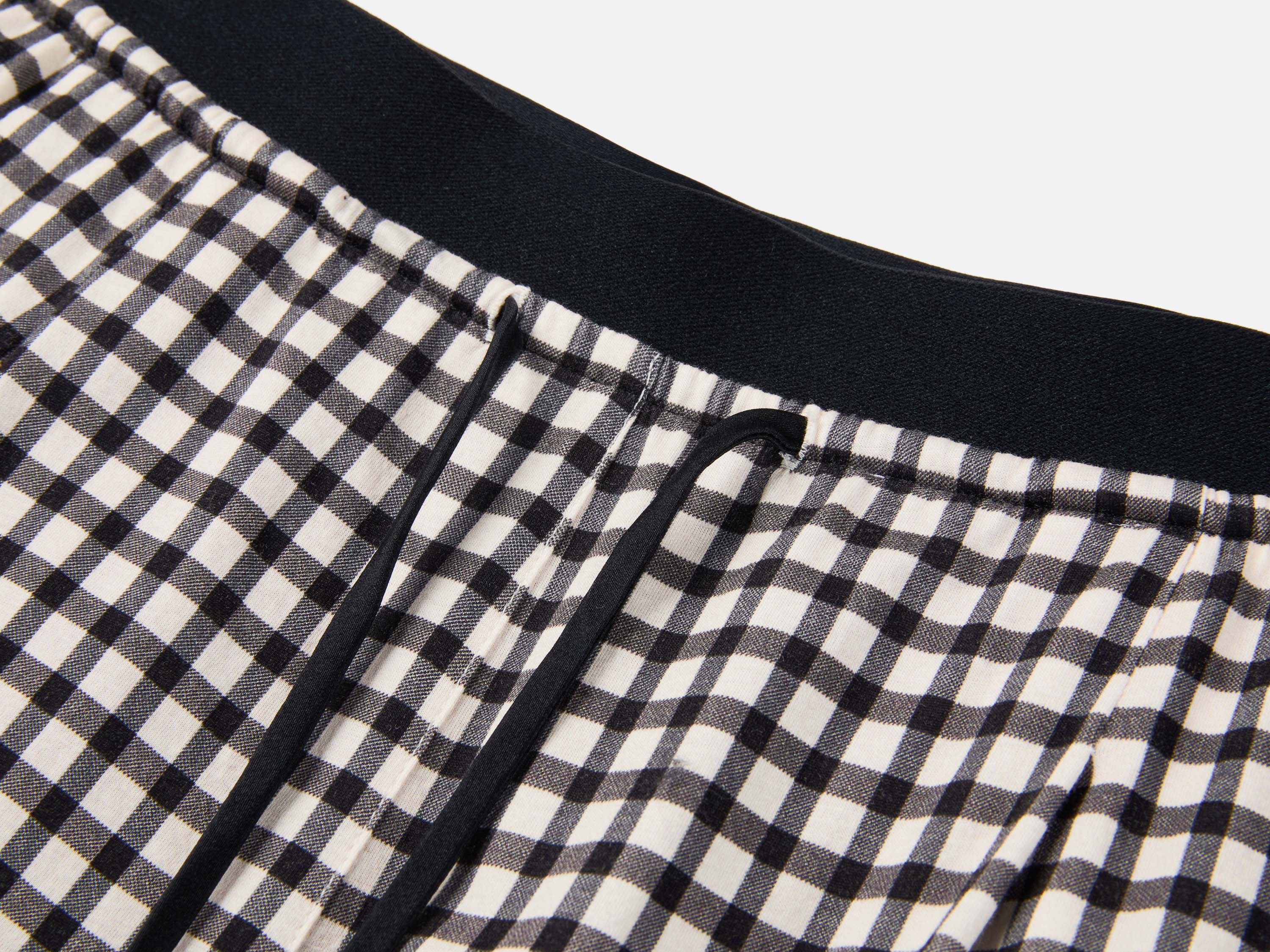 EP YAYING Cotton Check Pleated Wide Leg Pants